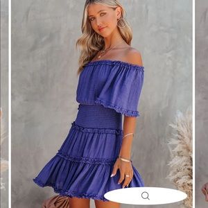 Vici purple smocked off the shoulder dress - size large NWT